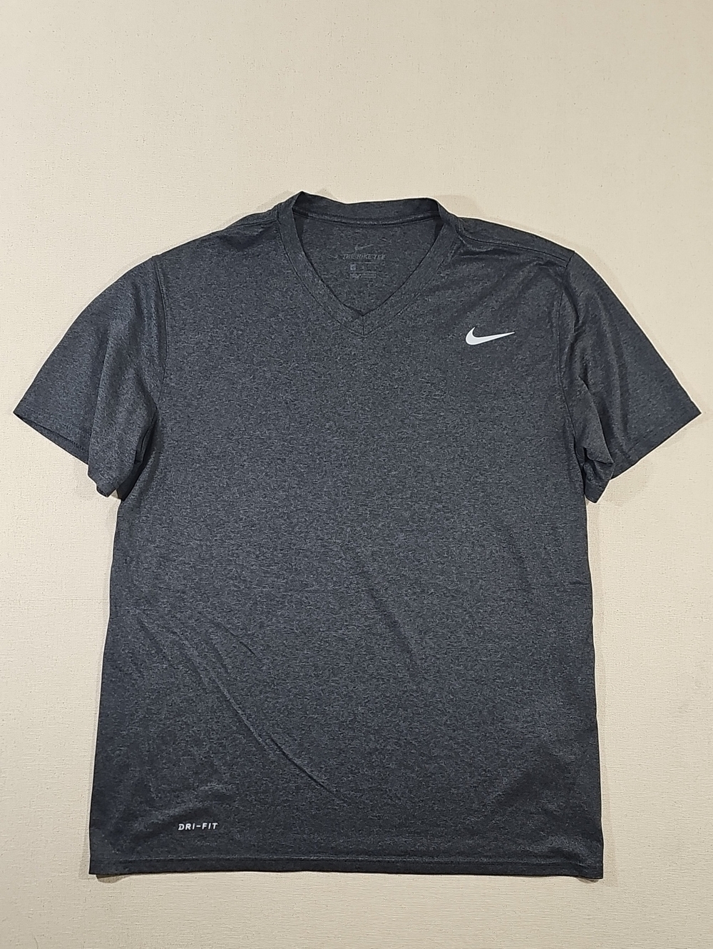 Nike Short Sleeve V-Neck Tee in Charcoal Gray